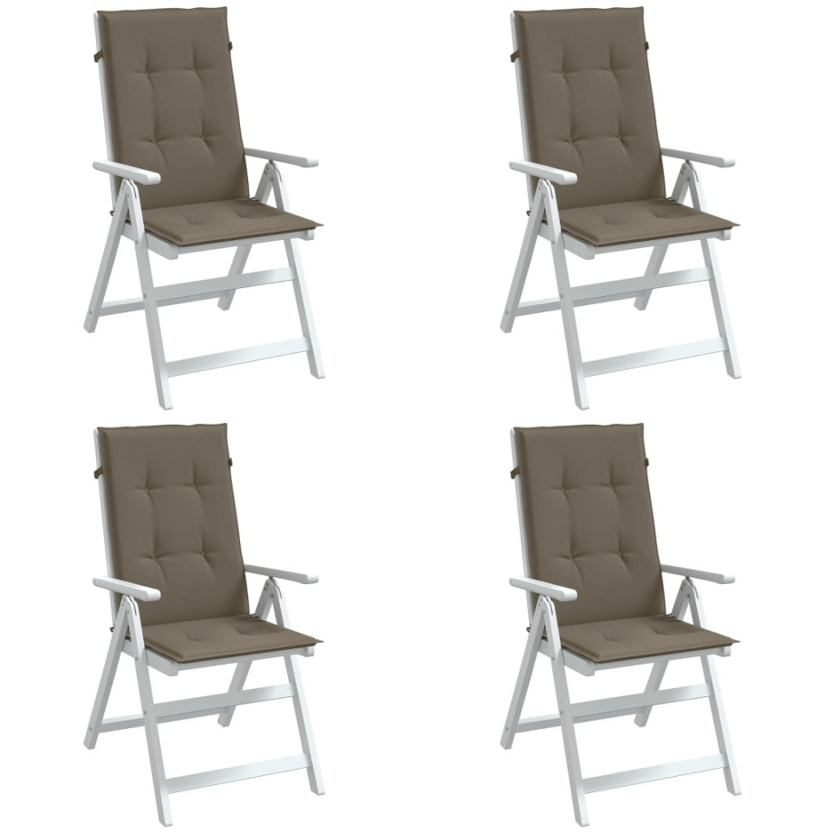 vidaXL Stoelkussens 4 st hoge rug 120x50x4 cm stof gemêleerd taupe vidaXL Stoelkussens 4 st hoge rug 120x50x4 cm stof gemêleerd taupe afbeelding 1