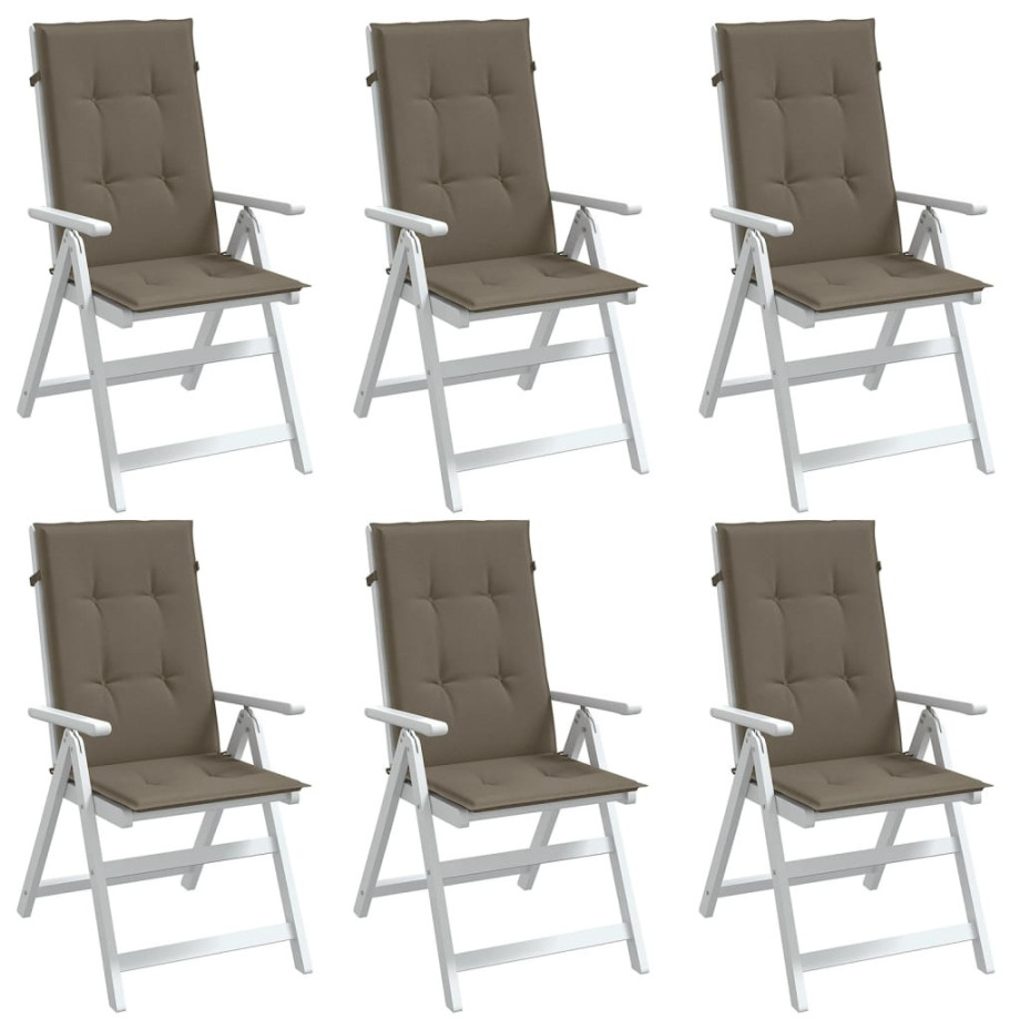 vidaXL Stoelkussens 6 st hoge rug 120x50x4 cm stof gemêleerd taupe vidaXL Stoelkussens 6 st hoge rug 120x50x4 cm stof gemêleerd taupe afbeelding 1