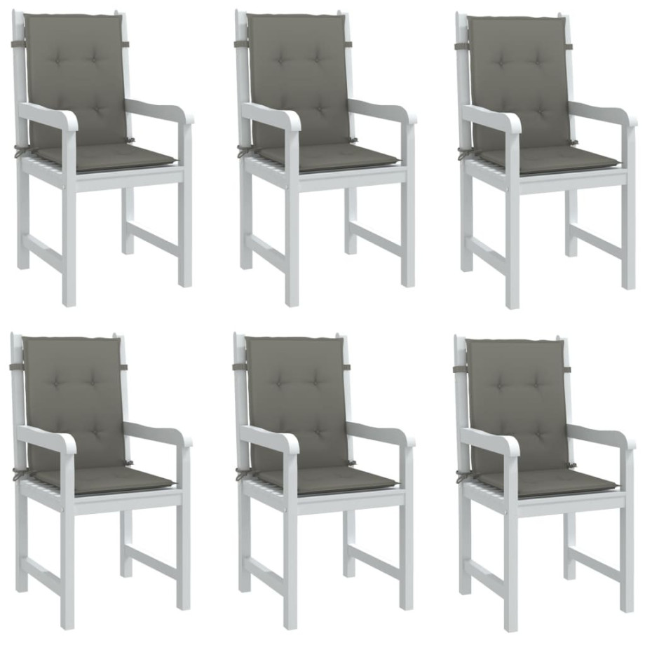 vidaXL Stoelkussens 6 st lage rug 100x50x4 cm stof donkergrijs vidaXL Stoelkussens 6 st lage rug 100x50x4 cm stof donkergrijs afbeelding 1
