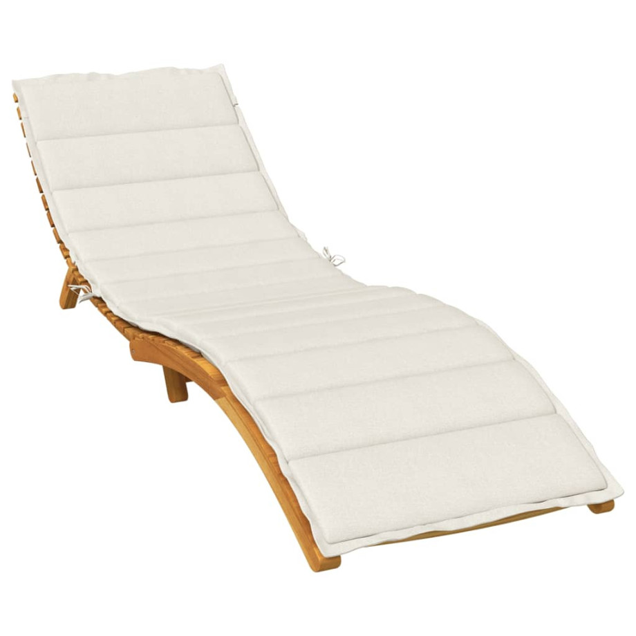 vidaXL Ligbedkussen 200x50x4 cm stof gemêleerd crèmekleurig afbeelding 1