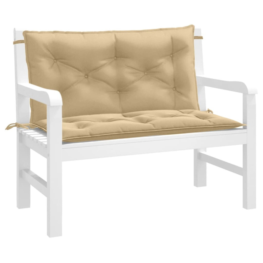 vidaXL Tuinbankkussens 2 st 100x50x7 cm stof gemêleerd beige vidaXL Tuinbankkussens 2 st 100x50x7 cm stof gemêleerd beige afbeelding 1