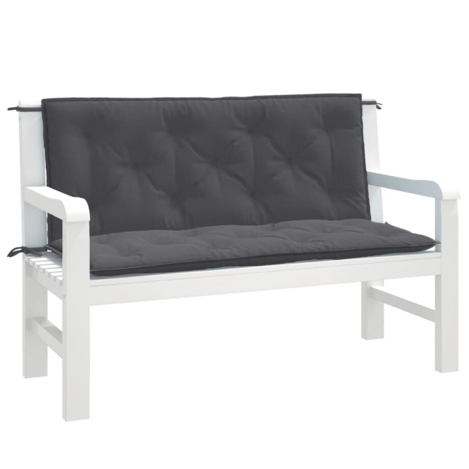 vidaXL Tuinbankkussens 2 st 120x50x7 cm stof gemêleerd antracietkleur vidaXL Tuinbankkussens 2 st 120x50x7 cm stof gemêleerd antracietkleur afbeelding 1