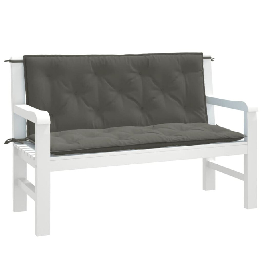 vidaXL Tuinbankkussens 2 st 120x50x7 cm stof gemêleerd donkergrijs vidaXL Tuinbankkussens 2 st 120x50x7 cm stof gemêleerd donkergrijs afbeelding 1