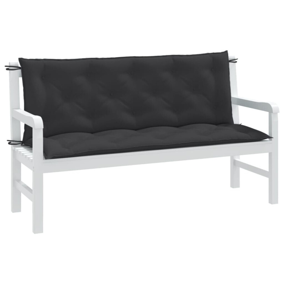 vidaXL Tuinbankkussens 2 st 150x50x7 cm stof gemêleerd antracietkleur vidaXL Tuinbankkussens 2 st 150x50x7 cm stof gemêleerd antracietkleur afbeelding 1