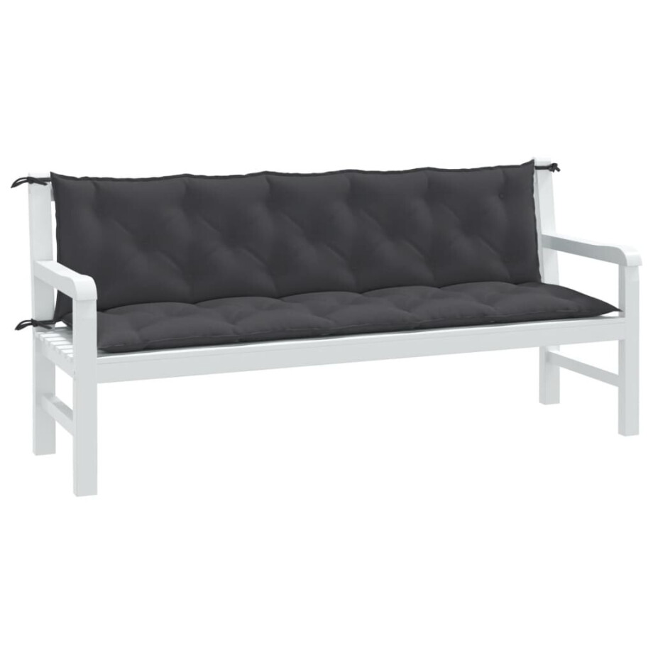 vidaXL Tuinbankkussens 2 st 180x50x7 cm stof gemêleerd antracietkleur vidaXL Tuinbankkussens 2 st 180x50x7 cm stof gemêleerd antracietkleur afbeelding 1