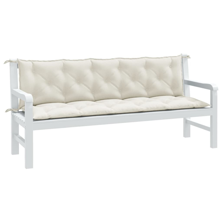 vidaXL Tuinbankkussens 2 st 180x50x7 cm stof gemêleerd crèmekleurig afbeelding 1