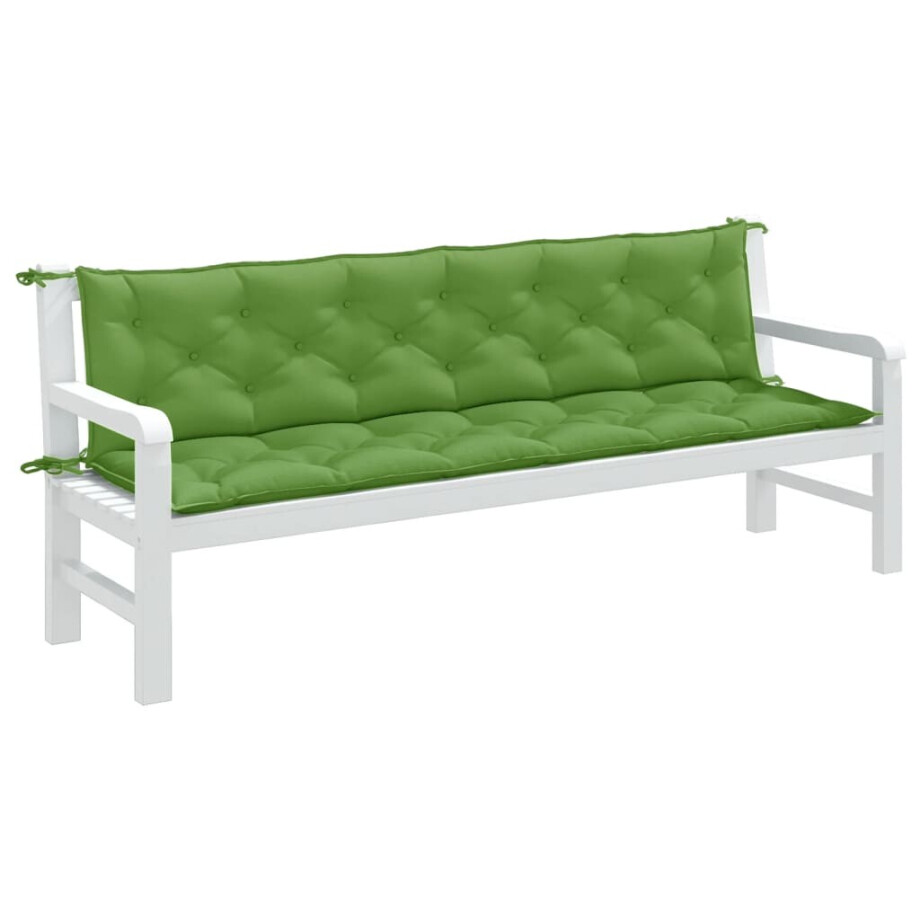 vidaXL Tuinbankkussens 2 st 200x50x7 cm stof gemêleerd groen vidaXL Tuinbankkussens 2 st 200x50x7 cm stof gemêleerd groen afbeelding 1