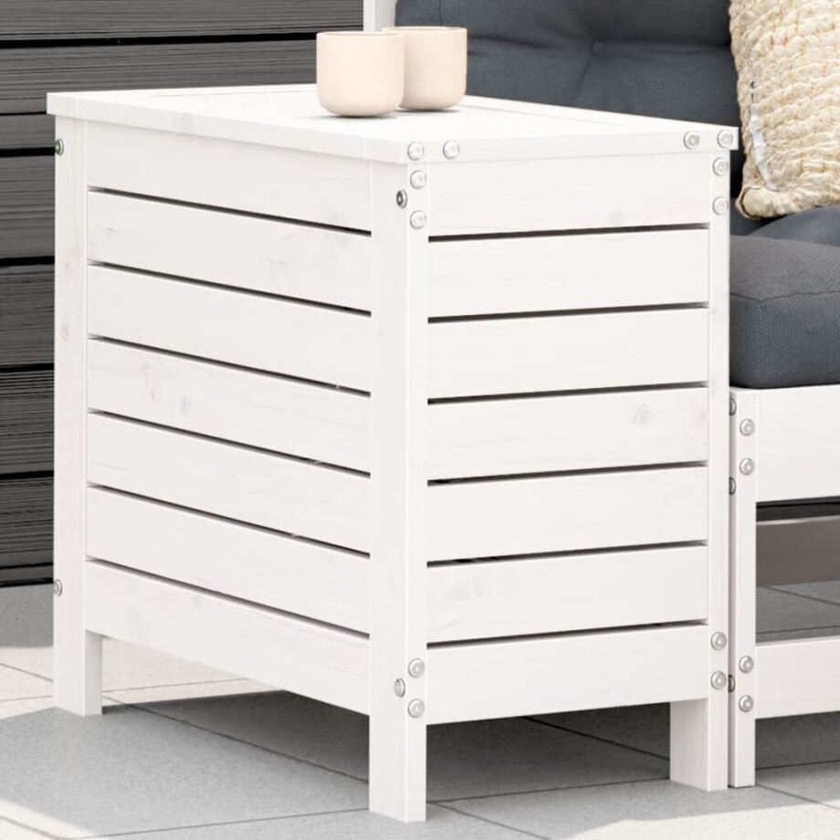 vidaXL Tuinvoetenbank 62x31,5x52 cm massief grenenhout wit afbeelding 1