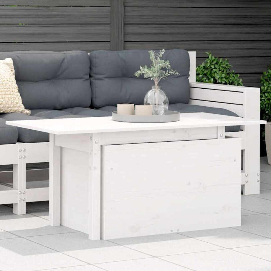 vidaXL Tuintafel 100x50x75 cm massief grenenhout wit afbeelding 1