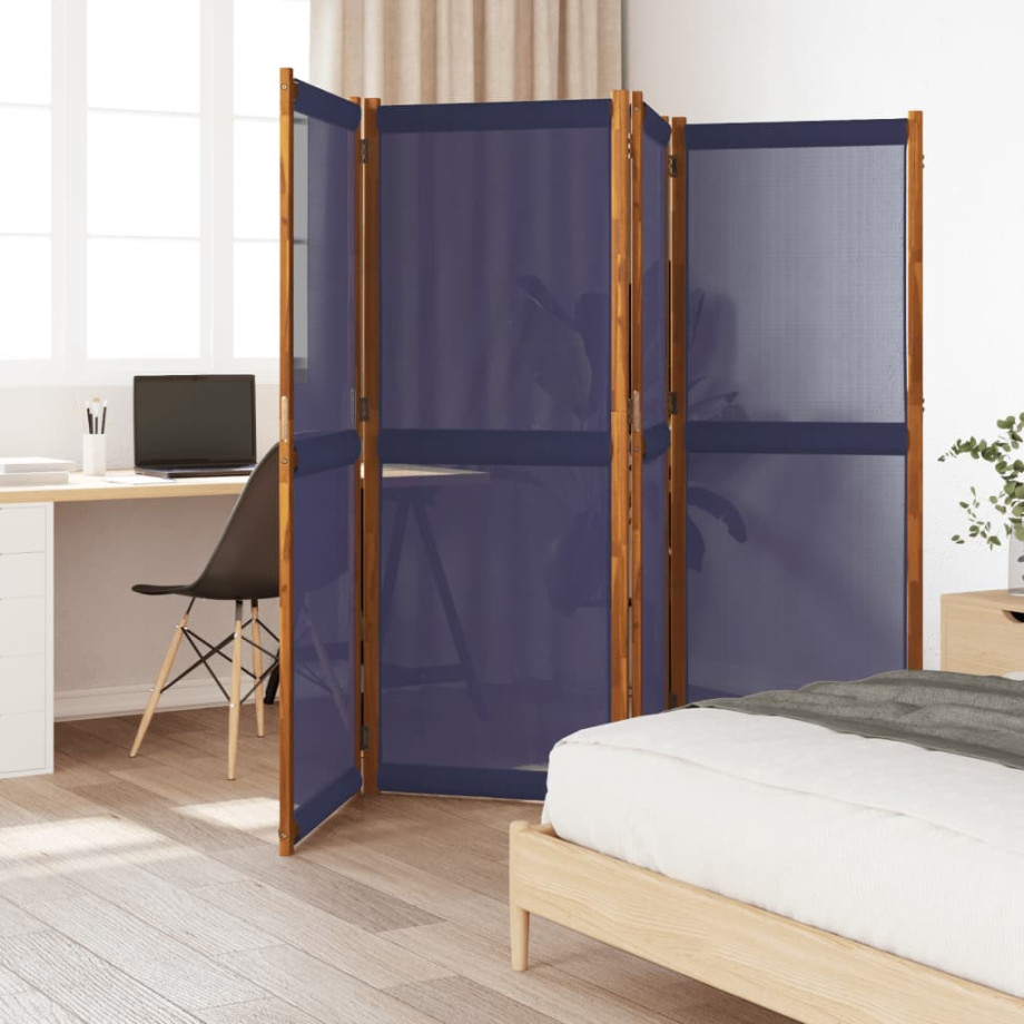 vidaXL Kamerscherm met 4 panelen 280x180 cm donkerblauw afbeelding 1