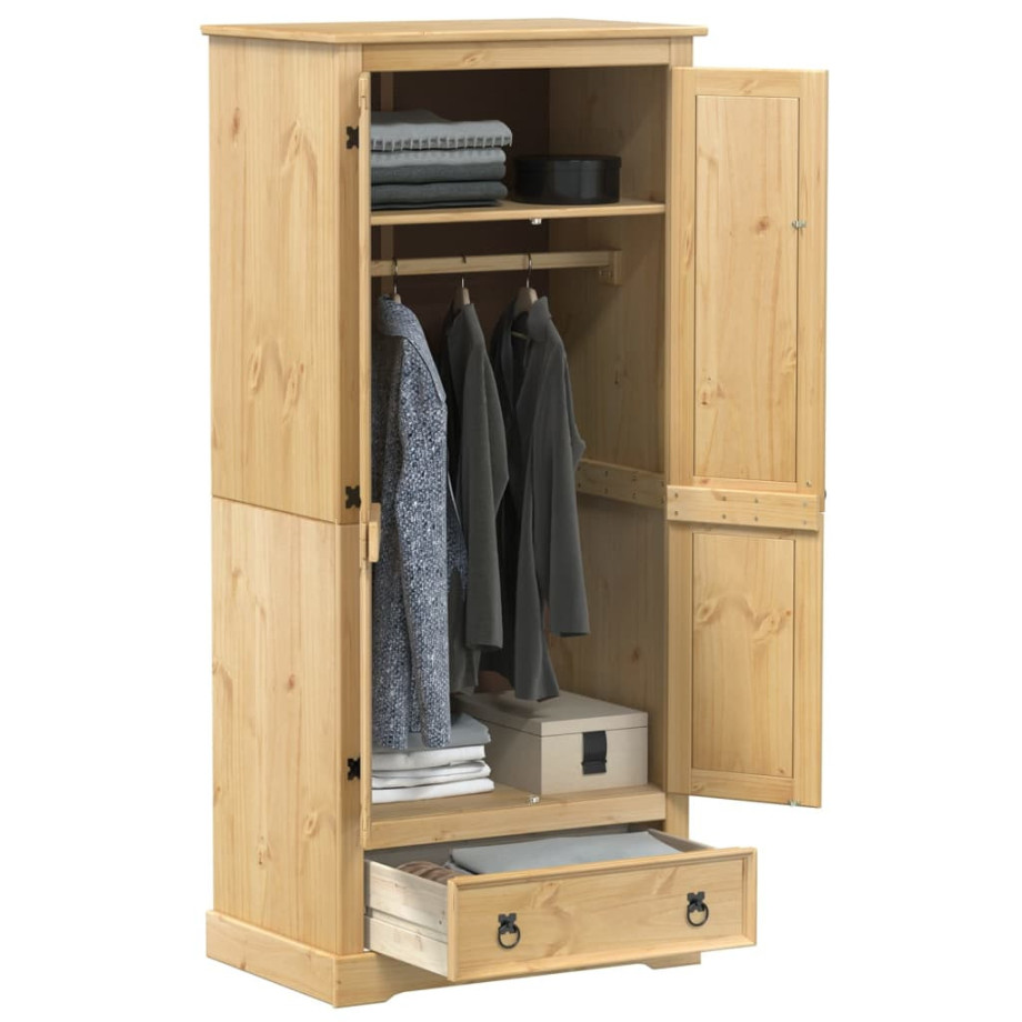 vidaXL Kledingkast Corona 76x50x170 cm massief grenenhout afbeelding 1