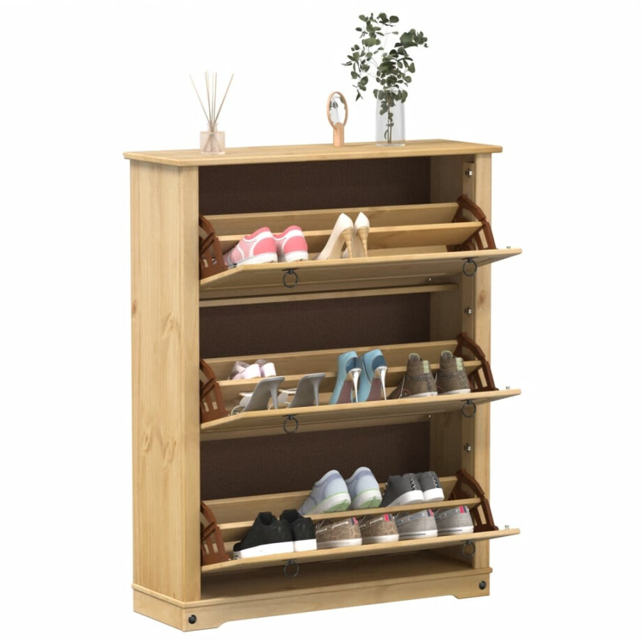 vidaXL Schoenenkast Corona 99x32x124,5 cm massief grenenhout afbeelding 1