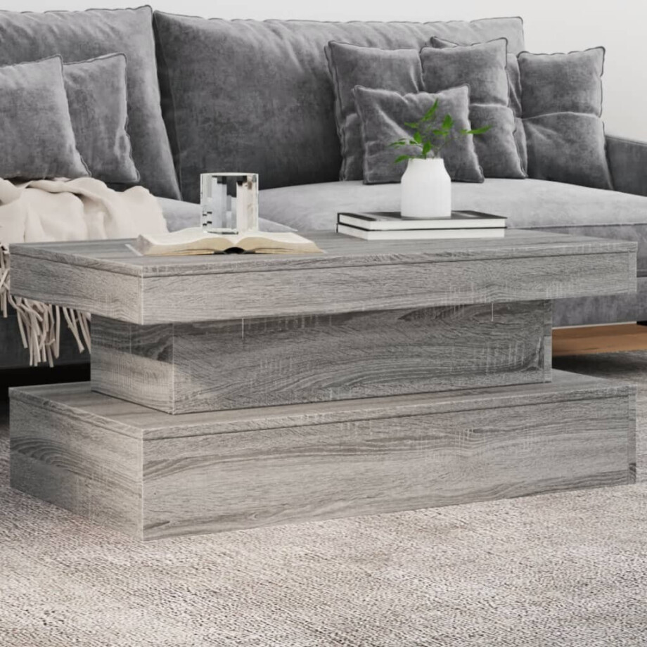 vidaXL Salontafel met LED-verlichting 90x50x40 cm grijs sonoma eiken vidaXL Salontafel met LED-verlichting 90x50x40 cm grijs sonoma eiken afbeelding 1