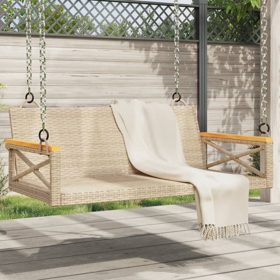 vidaXL Schommelbank 109x62x40 cm poly rattan beige afbeelding 1