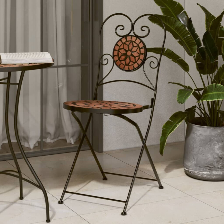 vidaXL Bistrostoelen 2 st inklapbaar keramiek terracottakleurig afbeelding 1
