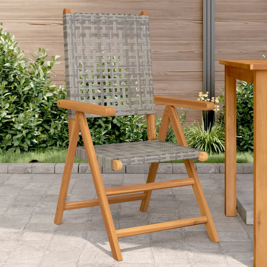 vidaXL Tuinstoelen 2 st massief acaciahout en poly rattan grijs afbeelding 1