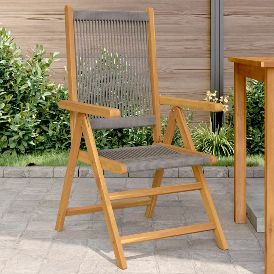 vidaXL Tuinstoelen 2 st massief acaciahout en polypropeen grijs afbeelding 1
