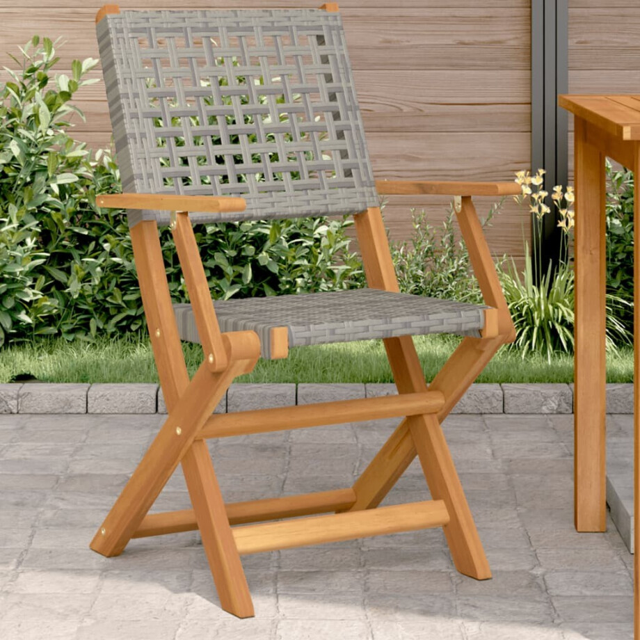 vidaXL Tuinstoelen 2 st massief acaciahout en poly rattan grijs afbeelding 1