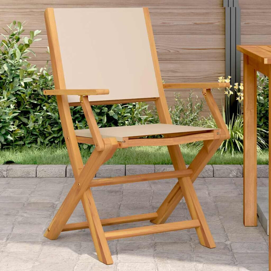 vidaXL Tuinstoelen 2 st massief acaciahout en stof beige afbeelding 1