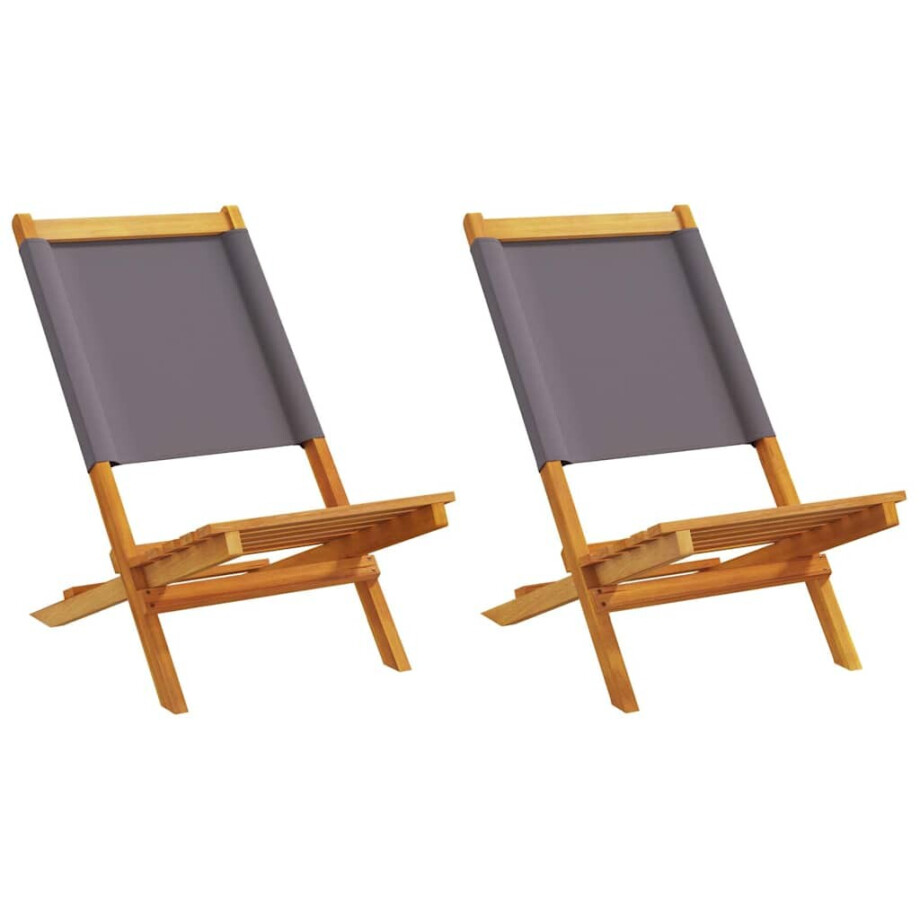 vidaXL Tuinstoelen 2 st inklapbaar acaciahout en stof antracietkleurig afbeelding 1