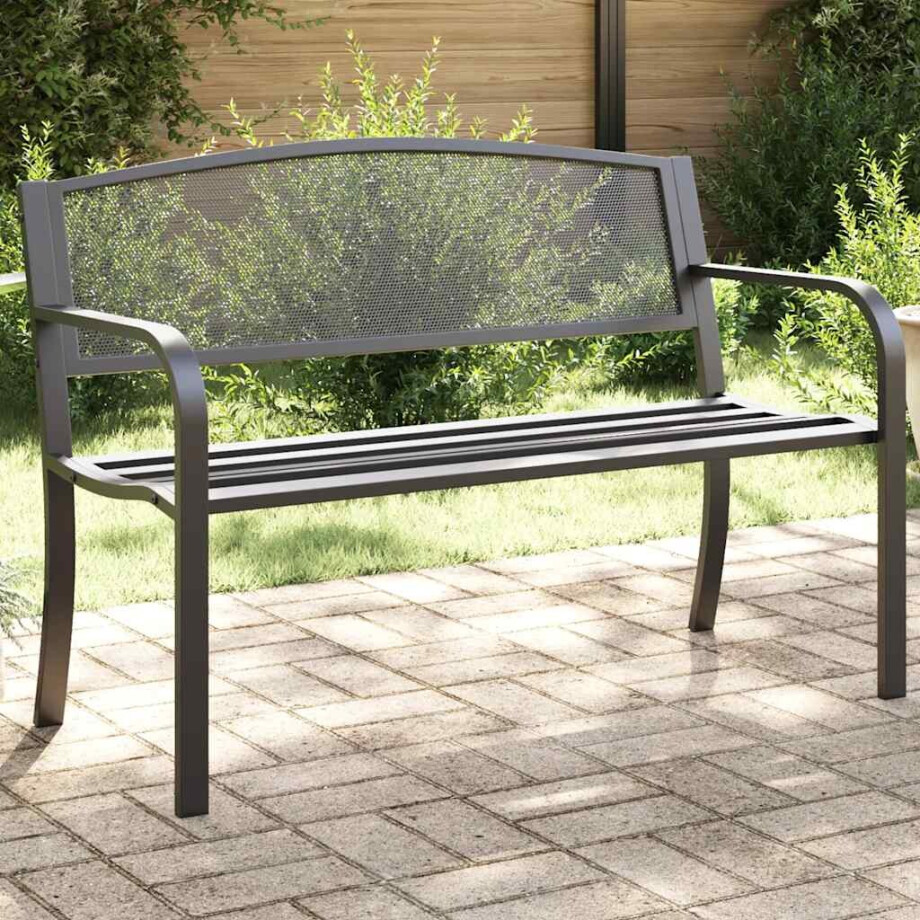 vidaXL Tuinbankje 119 cm staal zwart vidaXL Tuinbankje 119 cm staal zwart afbeelding 1