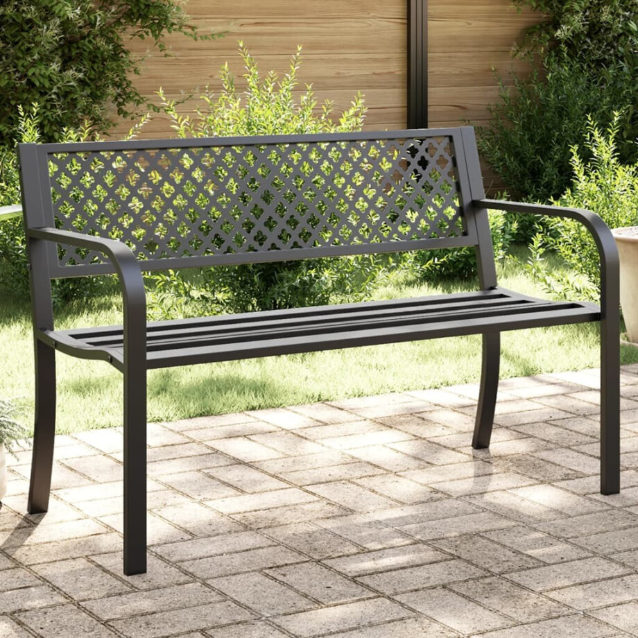 vidaXL Tuinbankje 119 cm staal zwart vidaXL Tuinbankje 119 cm staal zwart afbeelding 1