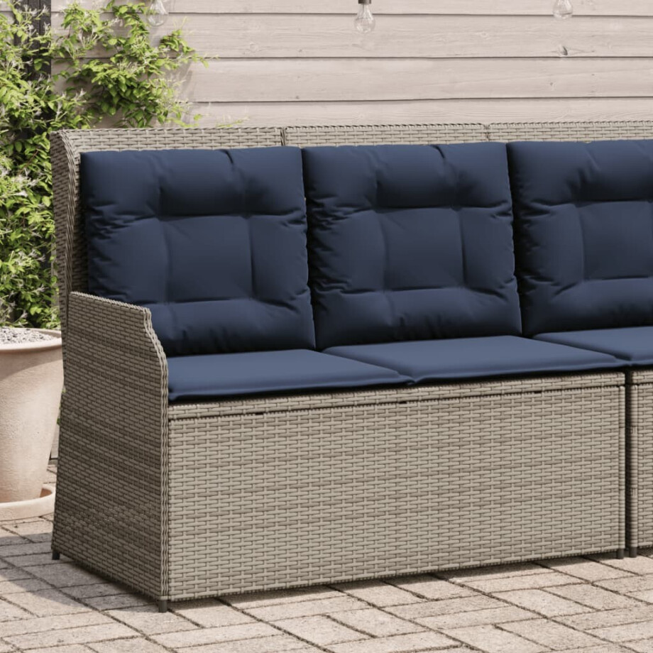 vidaXL Ligbank voor in de tuin met kussens grijs poly rattan vidaXL Ligbank voor in de tuin met kussens grijs poly rattan afbeelding 1