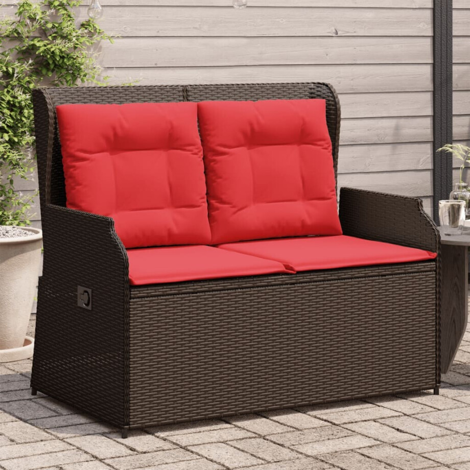 vidaXL Ligbank voor in de tuin met kussens bruin poly rattan vidaXL Ligbank voor in de tuin met kussens bruin poly rattan afbeelding 1