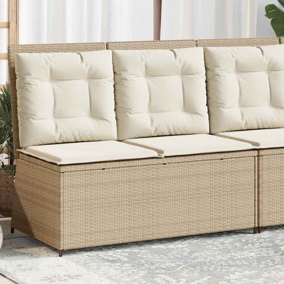 vidaXL Tuinbankje verstelbaar met kussens poly rattan beige vidaXL Tuinbankje verstelbaar met kussens poly rattan beige afbeelding 1