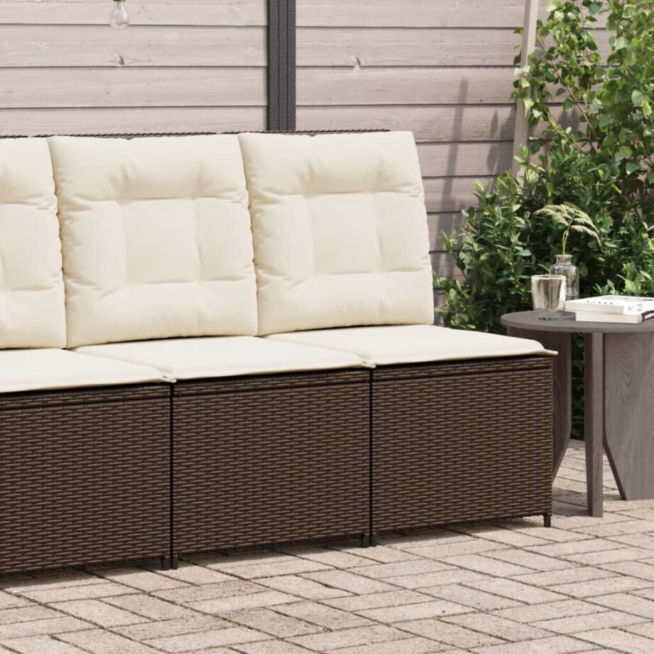 vidaXL Tuinbank verstelbaar met kussens poly rattan bruin afbeelding 1