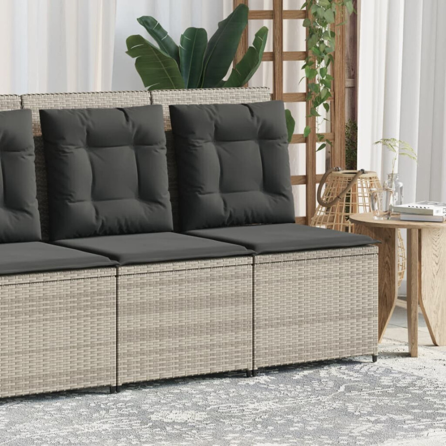 vidaXL Tuinbank verstelbaar met kussens poly rattan lichtgrijs afbeelding 1