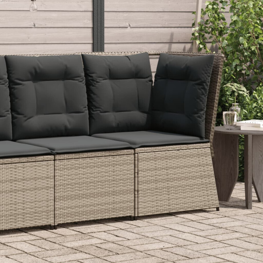 vidaXL Tuinhoekbank met kussens poly rattan grijs afbeelding 1