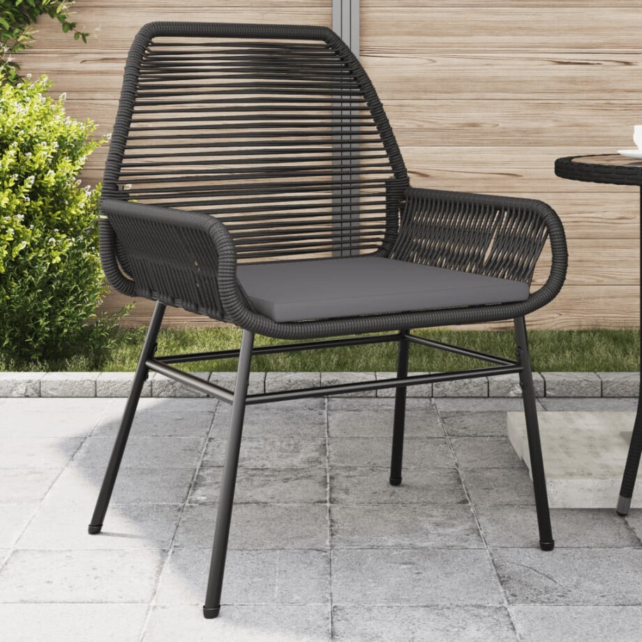 vidaXL Tuinstoelen 2 st met kussens poly rattan zwart afbeelding 1