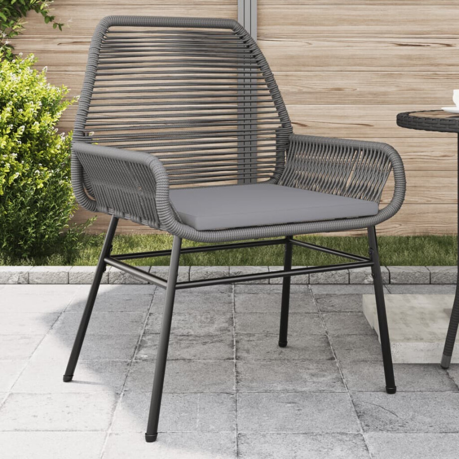 vidaXL Tuinstoelen 2 st met kussens poly rattan grijs afbeelding 1