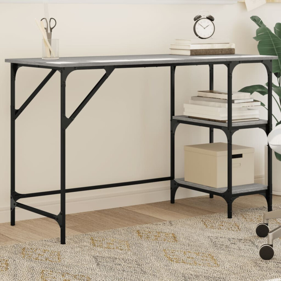 vidaXL Bureau 120x50x75 cm metaal en bewerkt hout grijs sonoma eiken afbeelding 1