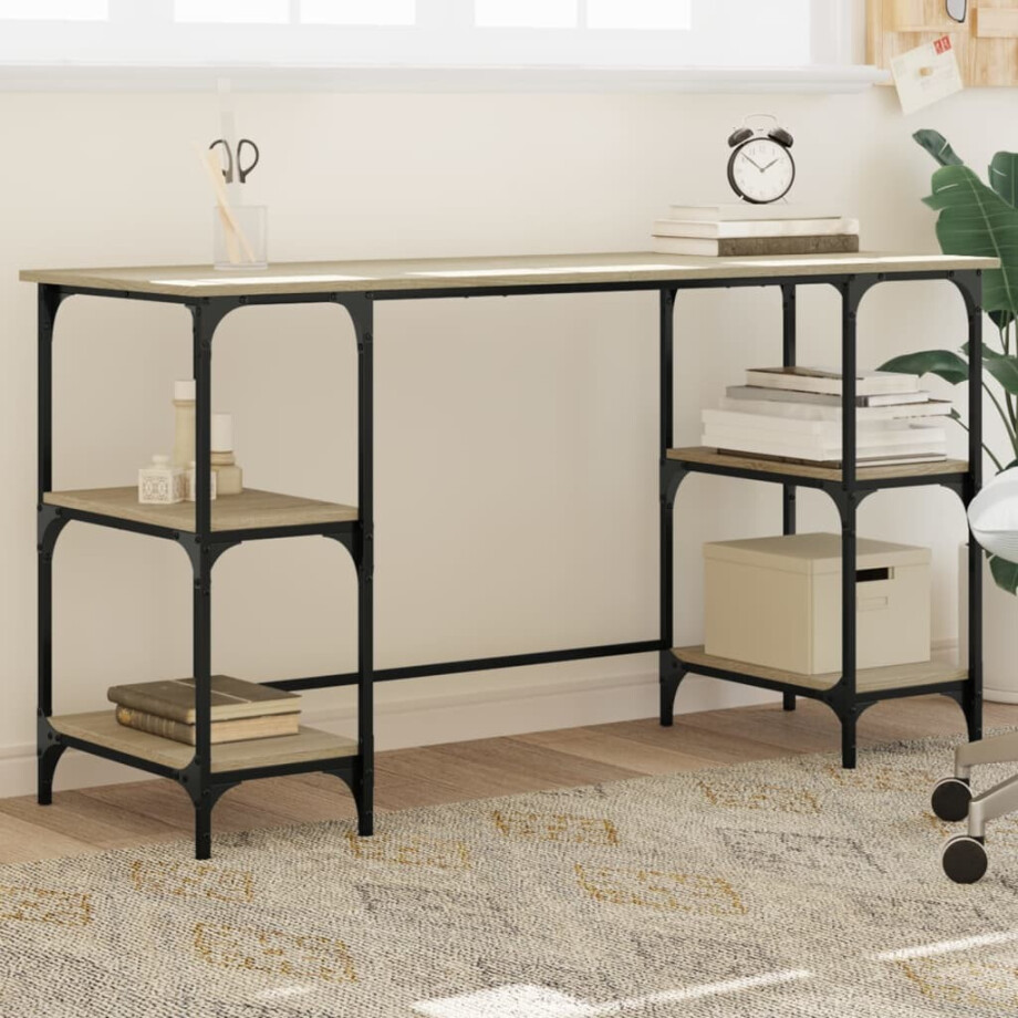 vidaXL Bureau 140x50x75 cm metaal en bewerkt hout sonoma eikenkleurig vidaXL Bureau 140x50x75 cm metaal en bewerkt hout sonoma eikenkleurig afbeelding 1