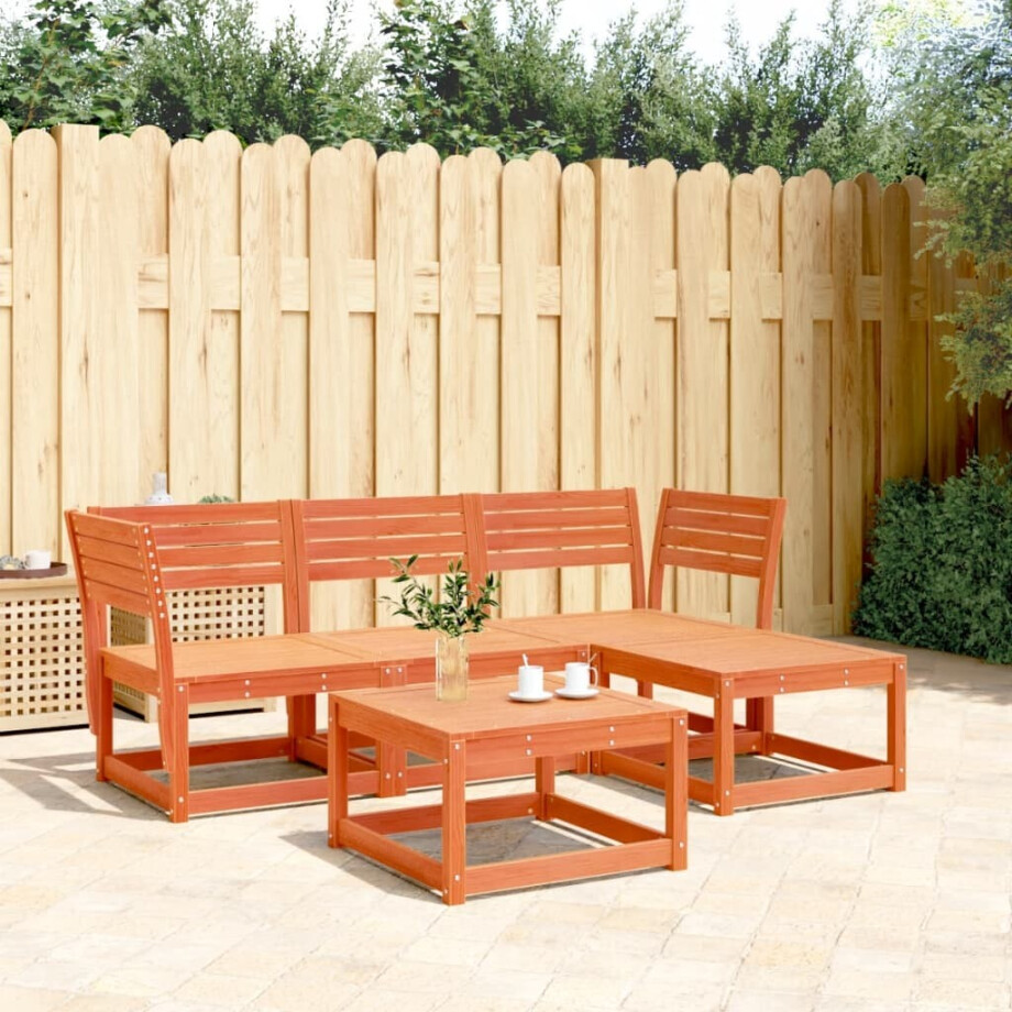 vidaXL 4-delige Loungeset massief grenenhout wasbruin vidaXL 4-delige Loungeset massief grenenhout wasbruin afbeelding 1