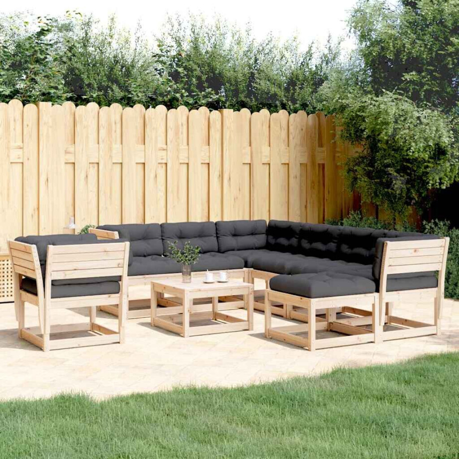 vidaXL 8-delige Loungeset met kussens massief grenenhout afbeelding 1