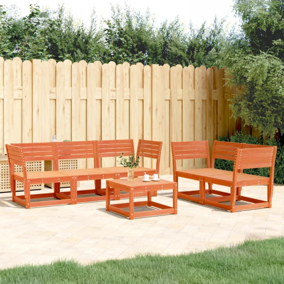 vidaXL 5-delige Loungeset massief grenenhout wasbruin vidaXL 5-delige Loungeset massief grenenhout wasbruin afbeelding 1