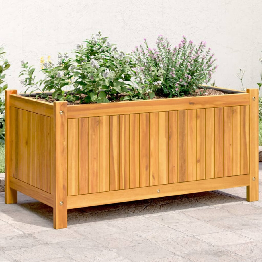 vidaXL Plantenbak met voering 80x42x40 cm massief acaciahout afbeelding 1
