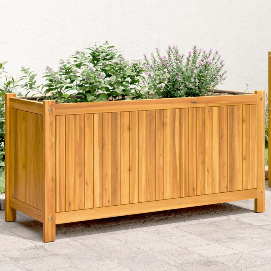 vidaXL Plantenbak met voering 99,5x38x50 cm massief acaciahout afbeelding 1