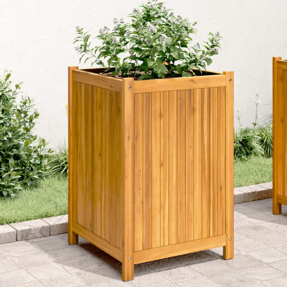 vidaXL Plantenbak met voering 50x50x75 cm massief acaciahout afbeelding 1