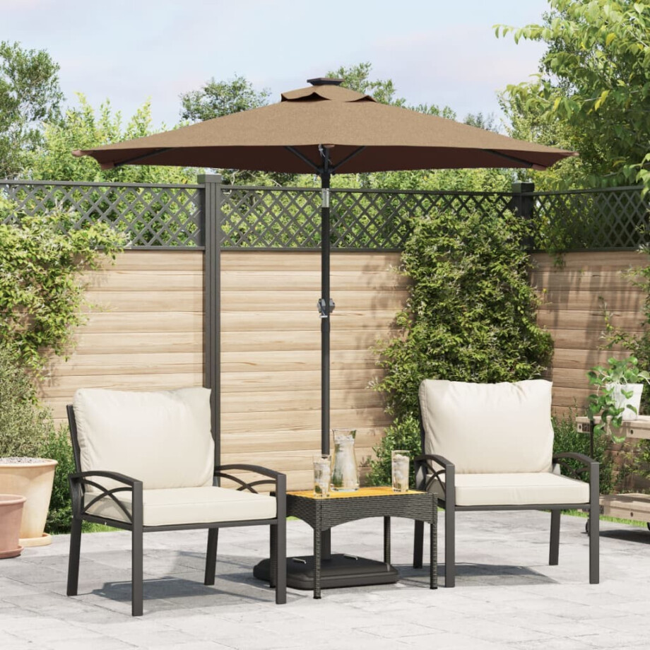 vidaXL Parasol met stalen paal 225x225x212 cm taupe afbeelding 1