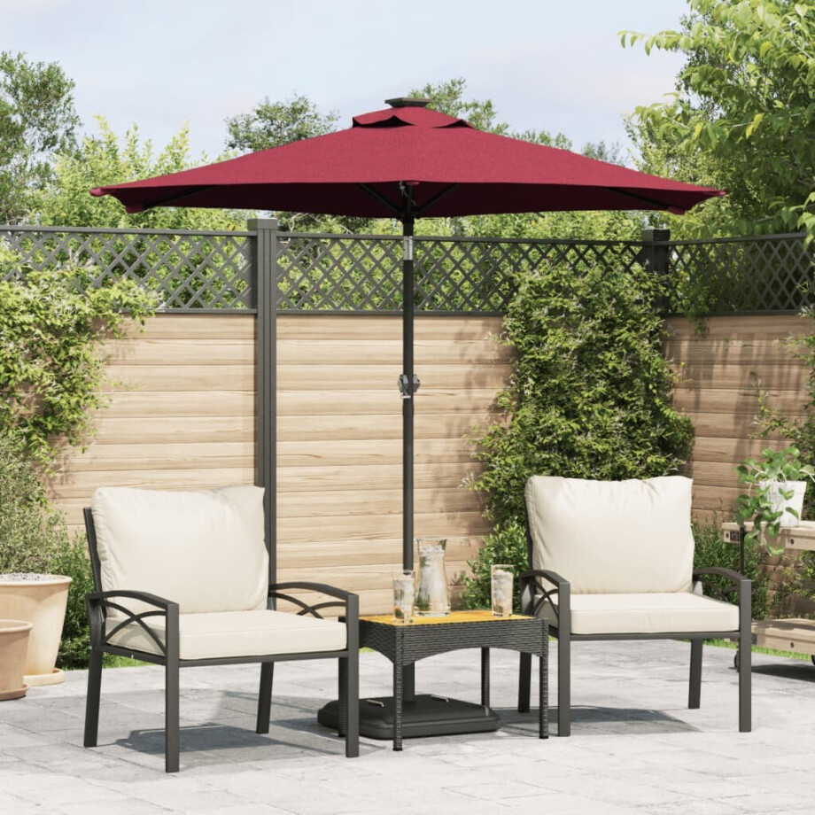 vidaXL Parasol met stalen paal 225x225x212 cm bordeauxrood afbeelding 1