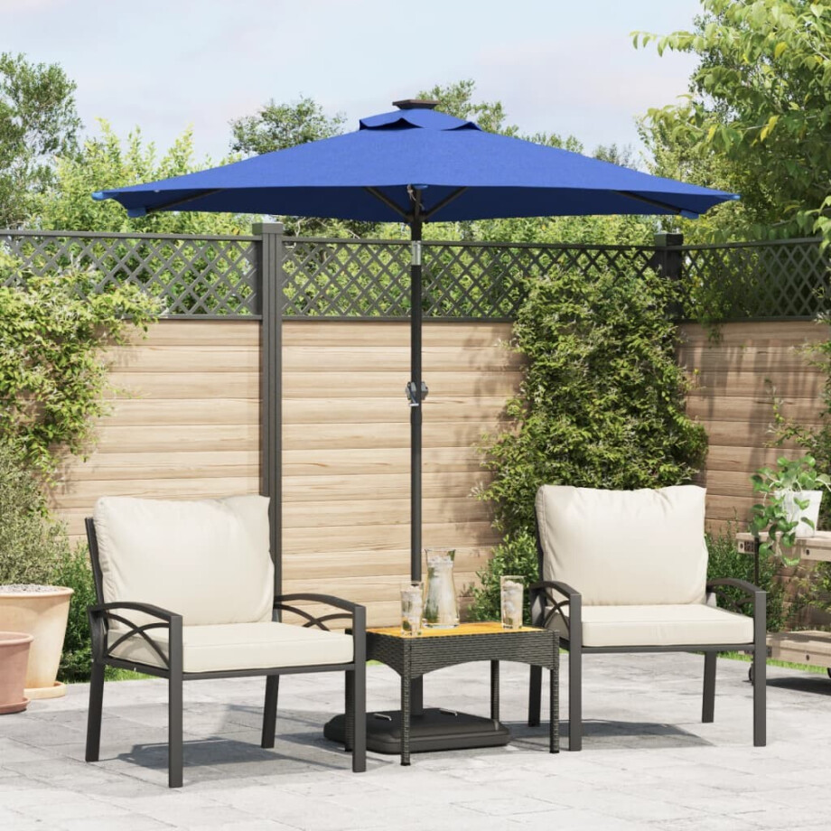 vidaXL Parasol met stalen paal 225x225x212 cm azuurblauw afbeelding 1