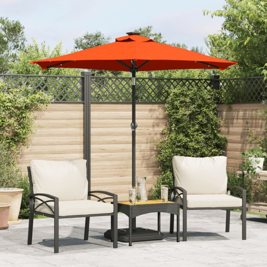vidaXL Parasol met LED's en stalen paal 225x225x212 cm terracotta afbeelding 1