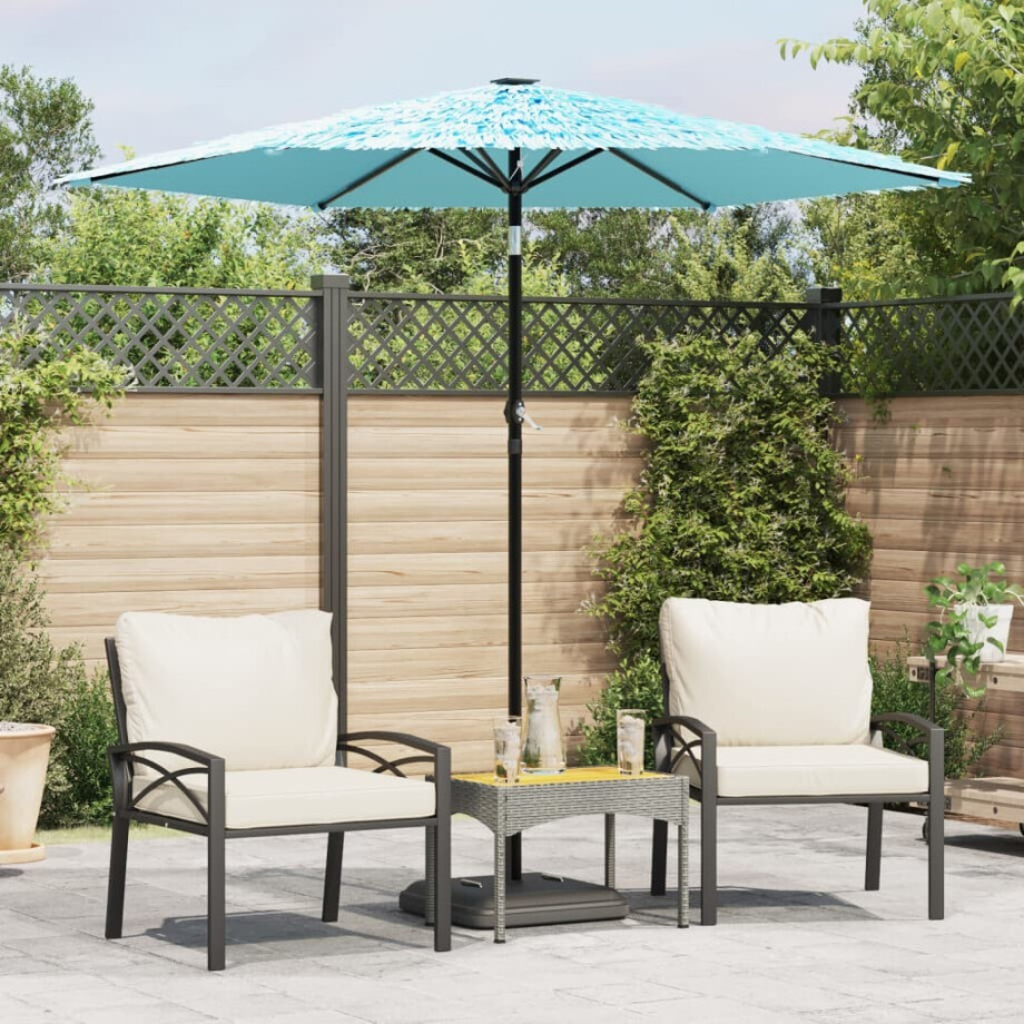 vidaXL Parasol met stalen paal 223x223x213 cm blauw vidaXL Parasol met stalen paal 223x223x213 cm blauw afbeelding 1