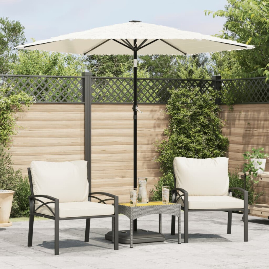vidaXL Parasol met stalen paal 223x223x213 cm wit afbeelding 1