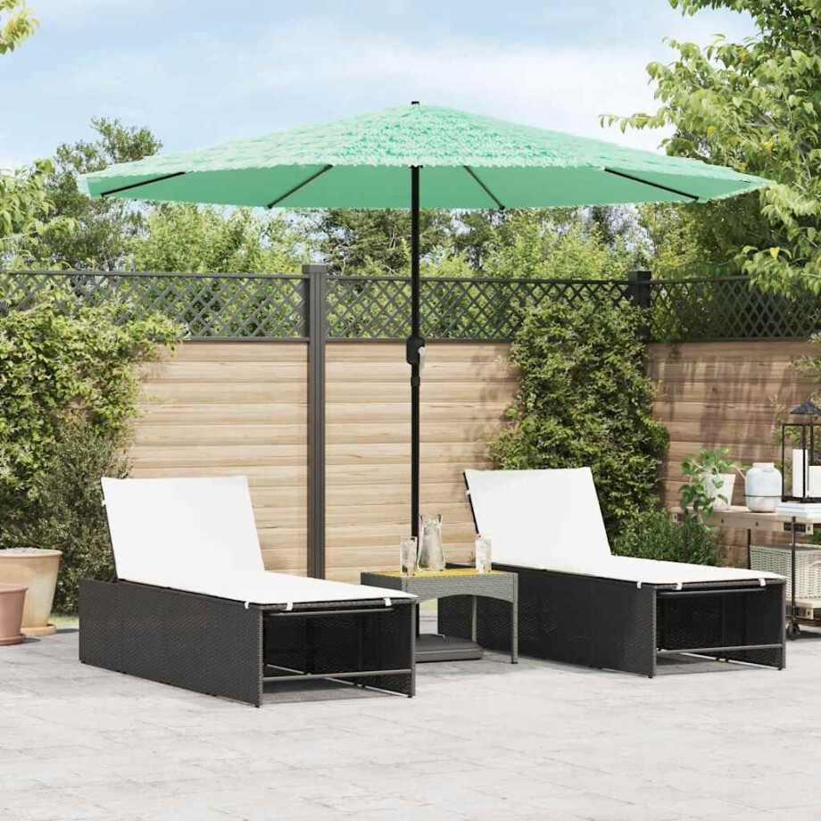 vidaXL Parasol met stalen paal 324x324x247 cm groen afbeelding 1