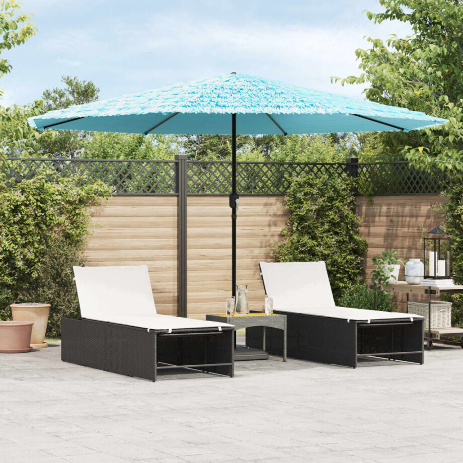 vidaXL Parasol met stalen paal 388x388x248 cm blauw vidaXL Parasol met stalen paal 388x388x248 cm blauw afbeelding 1